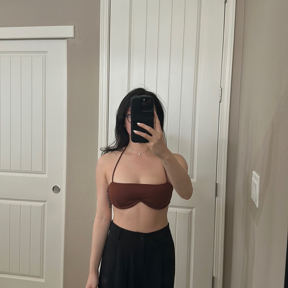 Brown Crop Top Bralette Top